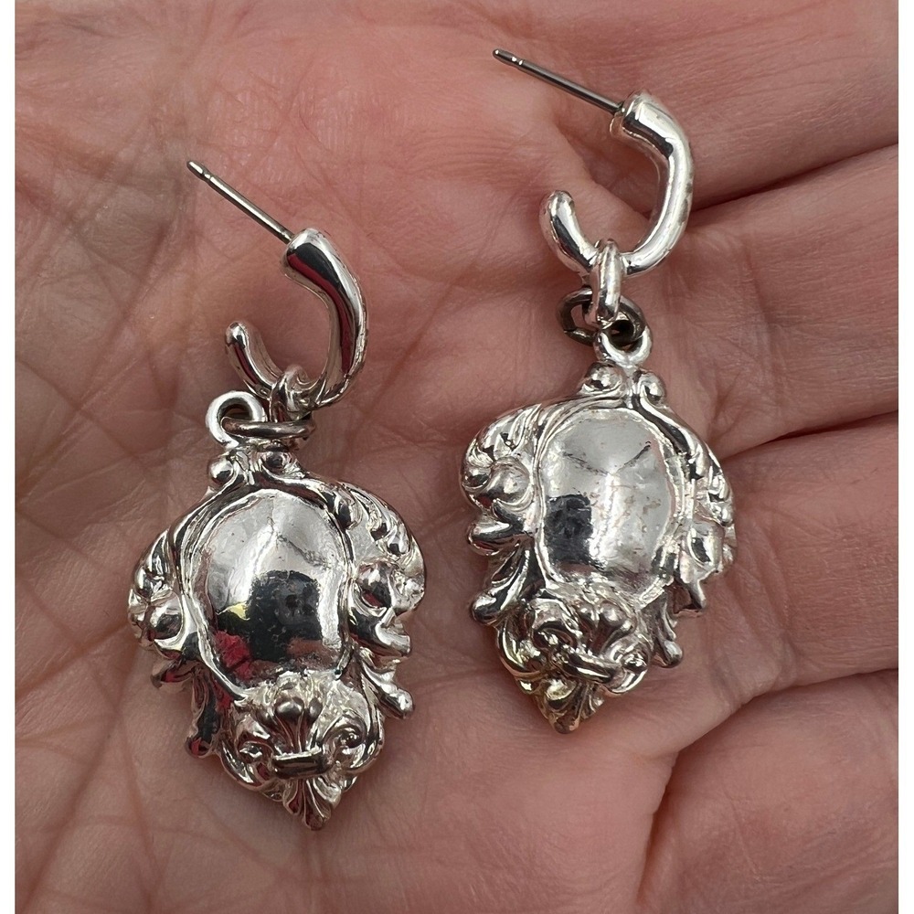 Vtg Silvertone Spoon Earrings Luggage Tag Womens Pierced